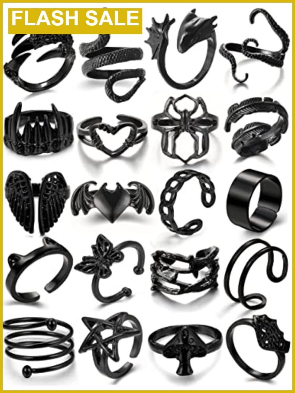 Gothic Punk Stacking Rings Set Snake Butterfly Star Alloy Jewelry Gift